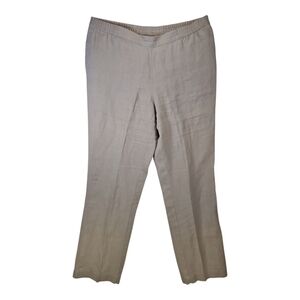 J Jill Tan 100% Linen Straight Leg Elastic Pants Size S
